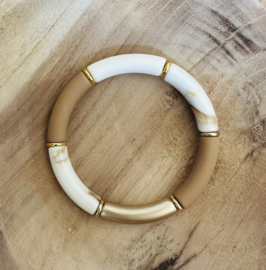 Tube armband | Mat marble beige