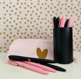 Pen | Pink/Black/White & a Golden Heart