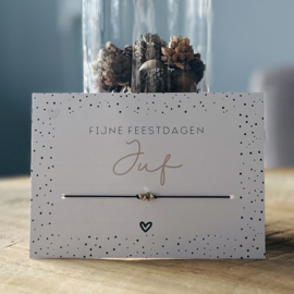 Armbandje met tekstkaart | Fijne feestdagen Juf