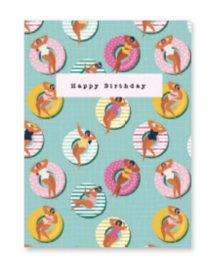 Sieradenkaart | Sieraden kaartje "happy birthday" Turquoise-pink
