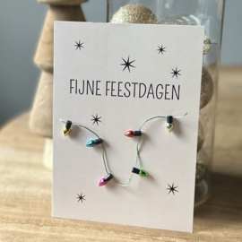 Kaart | Fijne feestdagen+kerstlampjes