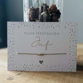 Armbandje met tekstkaart | Fijne feestdagen Juf