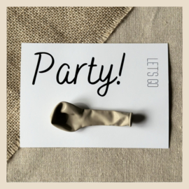 Kaart | Let's go Party!-wit + beige ballon