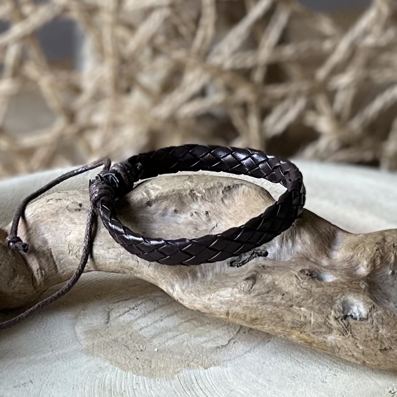 Armbanden | Gevlochten leer-Brown