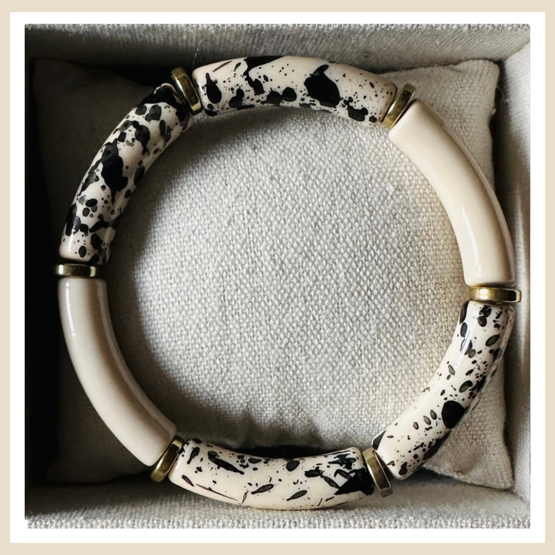 Tube armband | Black splash-beige