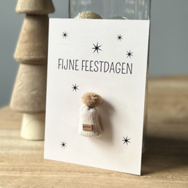 Kaart | Fijne feestdagen+lange gebreide muts