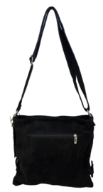 Back to the Sixties Suede Franje tas (zwart)