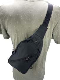 One Strap Crossbody canvas zwart