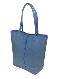 Jeansblauw Vera Pelle leren shopper