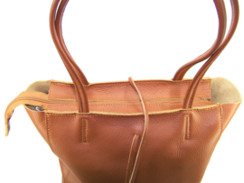 Cognac Vera Pelle leren shopper