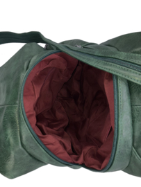 Rug- schoudertas 'The Triangle Bag' van Flores Lederwaren Mosgroen