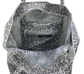Luipaard Grijs Vera Pelle wild leren shopper
