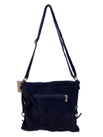 Back to the Sixties Suede Franje tas (donkerblauw)