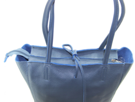 Jeansblauw Vera Pelle leren shopper