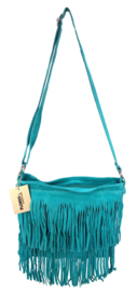 Back to the Sixties Suede Franje tas (turquoise)