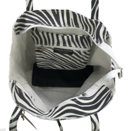 Zebra Zwart Wit Vera Pelle wild leren shopper