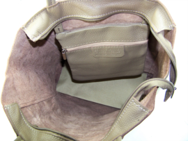 Taupe Vera Pelle leren shopper