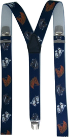 Bretels Paarden Donkerblauw met extra sterke clips