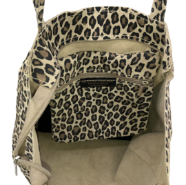 Luipaard Creme Vera Pelle wild leren shopper