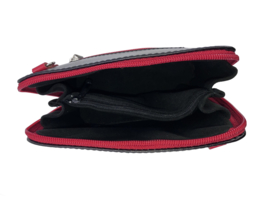 Zwart met rode details Vera Pelle Italiaans leren schoudertasje (rits rondom)