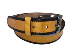 Natuurleren riem dubbelkleur Donkerbruin Kerrie 4 cm. breed