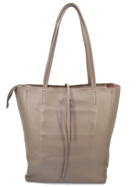 Taupe Vera Pelle leren shopper