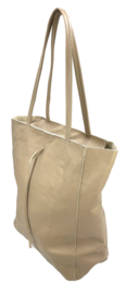 Beige Vera Pelle leren shopper