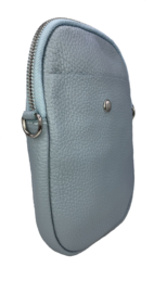 Leren telefoontasje Babyblauw met schouderband