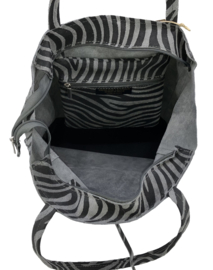 Zebra Grijs Vera Pelle wild leren shopper