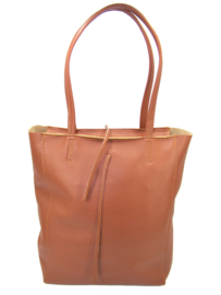 Cognac Vera Pelle leren shopper