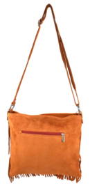 Back to the Sixties Suede Franje tas (oranje)