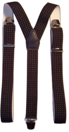 Donkerblauwe Bretels met witte stip en extra sterke clips
