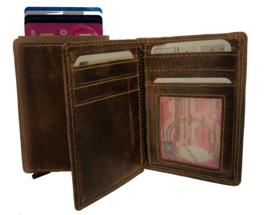 LD vintage leren portemonnee met Figuretta Cardprotector