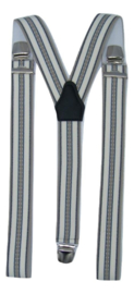 Cremé/Blauw breed gestreepte Bretels met extra sterke clips