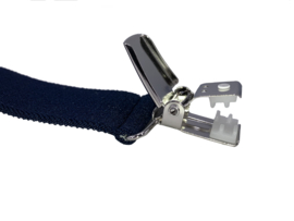 XXL Donkerblauwe bretels met extra sterke brede clips (3 clips)