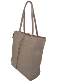 Taupe Vera Pelle leren shopper