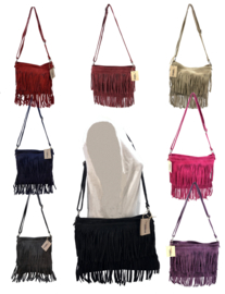 Back to the Sixties Suede Franje tas (fuchsia)