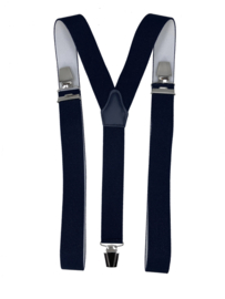 XXL Donkerblauwe bretels met extra sterke brede clips (3 clips)