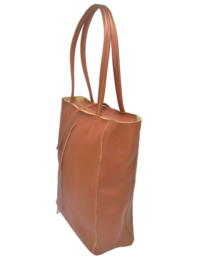 Cognac Vera Pelle leren shopper