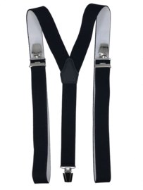 XXL Zwarte bretels met extra sterke brede clips (3 clips)