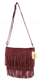 Back to the Sixties Suede Franje tas (bordeaux)