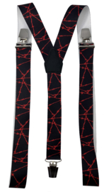 Prikkeldraad zwart/rood Bretels met extra sterke clips