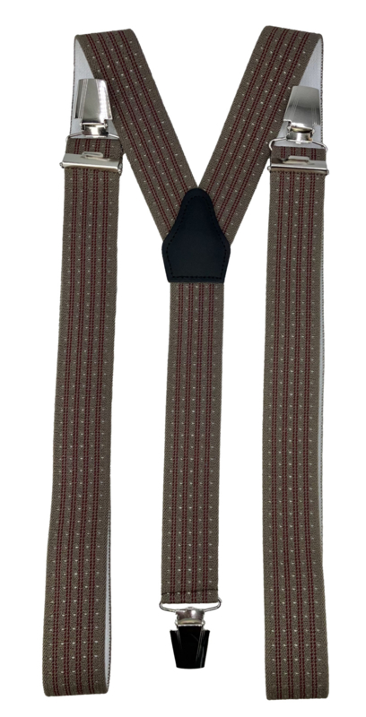 Ecru bretels met rode streep en extra sterke brede clips