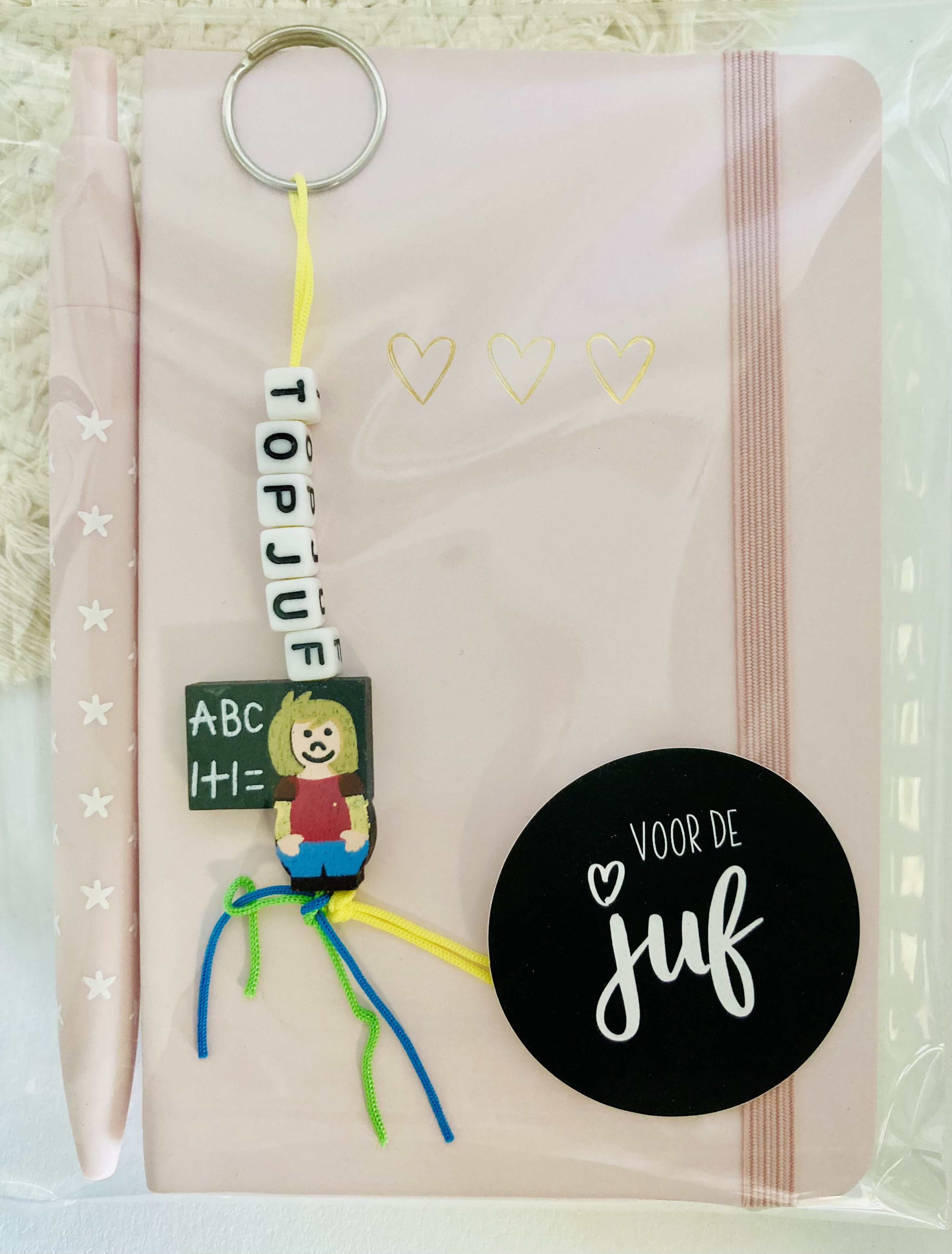 JUF |  Notitieboekje Roze, Pen & Sleutelhanger