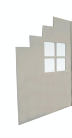 Speelse huishoek trapgevel L-vorm hoog wit