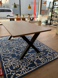 Hippe BSO tafel 240 met wit of decor blad en stalen x poot onderstel