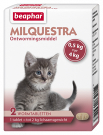 Milquestra Wormtabletten kleine kat/kitten 2 tabletten