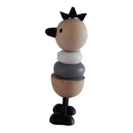 wooden stacking toy chicken - monochrome