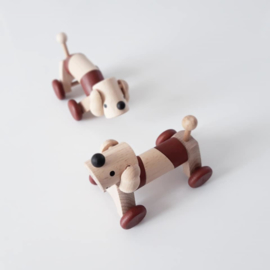 wooden dog on wheels - brown