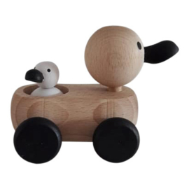 wooden mum and baby duck - monochrome